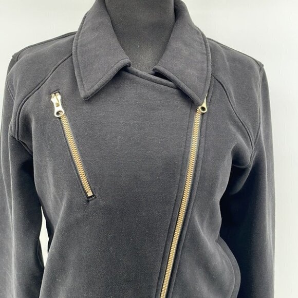 lululemon Lab Shadow JacketBlack cotton fleece moto jacket sz 6 - Picture 3 of 10